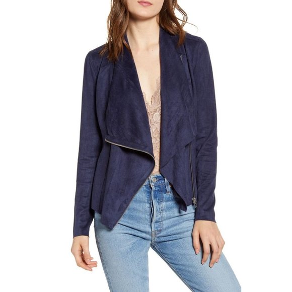 BlankNYC Faux Suede Drape Front Jacket | Extra Small - Picture 1 of 7